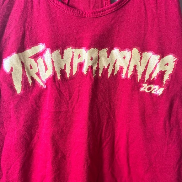 TRUMPMANIA Red Cotton Racerback Graphic Tank Top Size Large Patriotic Trump - Picture 4 of 5